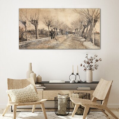 Glasbild Winterlandschaft mit Bäumen