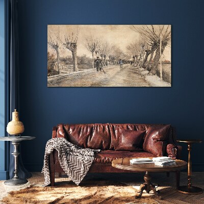Glasbild Winterlandschaft mit Bäumen