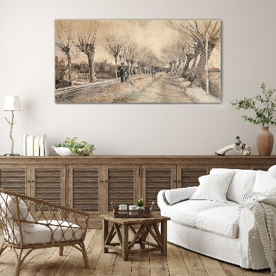 Glasbild Winterlandschaft mit Bäumen