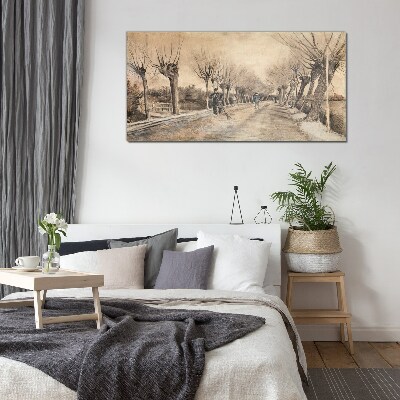 Glasbild Winterlandschaft mit Bäumen