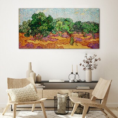 Glas bild Oliven in der Sonne