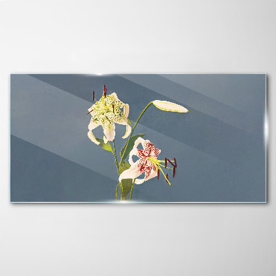 Glasbild Blumen auf blauem Hintergrund