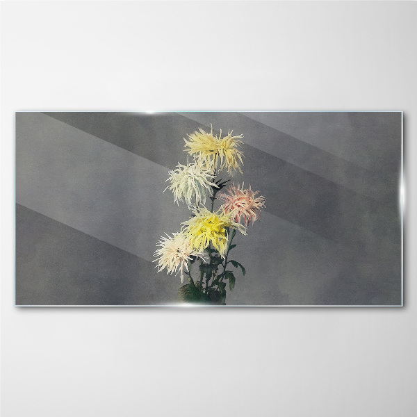 Glasbild Blumen auf grauem Hintergrund