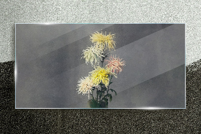 Glasbild Blumen auf grauem Hintergrund