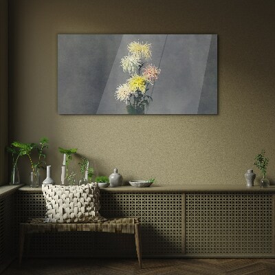 Glasbild Blumen auf grauem Hintergrund