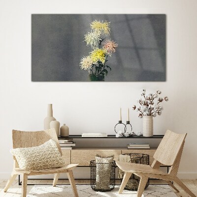 Glasbild Blumen auf grauem Hintergrund