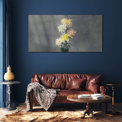 Glasbild Blumen auf grauem Hintergrund