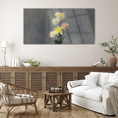 Glasbild Blumen auf grauem Hintergrund