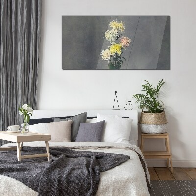 Glasbild Blumen auf grauem Hintergrund