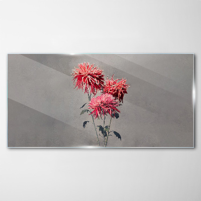 Glasbild Rosa Blüten auf grauem Hintergrund