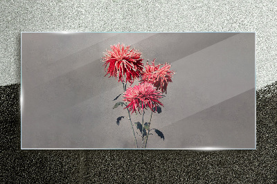 Glasbild Rosa Blüten auf grauem Hintergrund