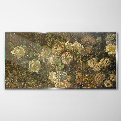 Glasbild Abstrakte Monet-Blumen