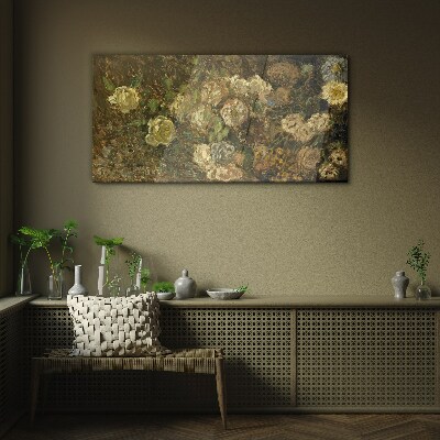 Glasbild Abstrakte Monet-Blumen