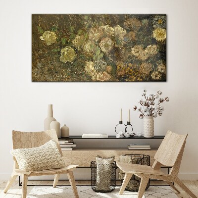 Glasbild Abstrakte Monet-Blumen