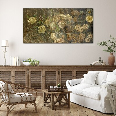 Glasbild Blumenlandschaft in Erdtönen