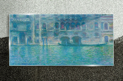 Glasbild Die Lagune von Venedig in Blautönen