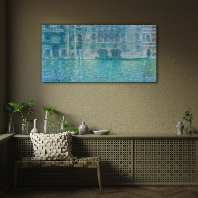 Glasbild Die Lagune von Venedig in Blautönen