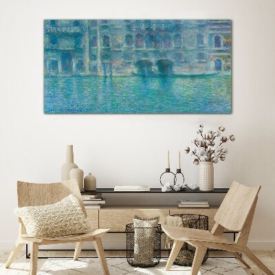 Glasbild Die Lagune von Venedig in Blautönen