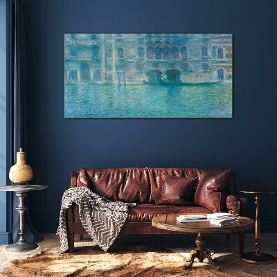 Glasbild Die Lagune von Venedig in Blautönen