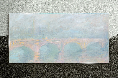 Bild aus glas Brücke im Morgennebel