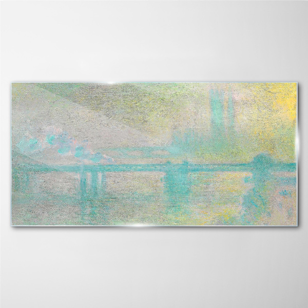 Bild auf glas Wintermorgen am Fluss