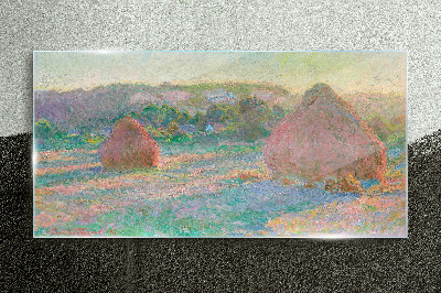 Glasbild Heuernte im Morgenlicht