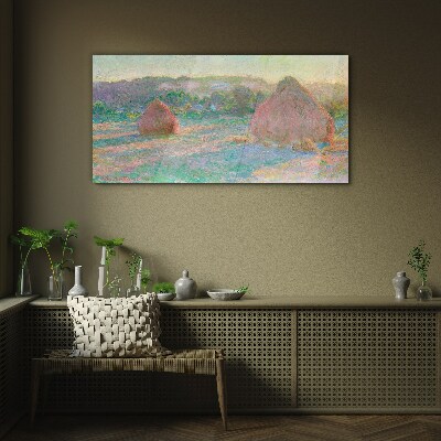 Glasbild Heuernte im Morgenlicht
