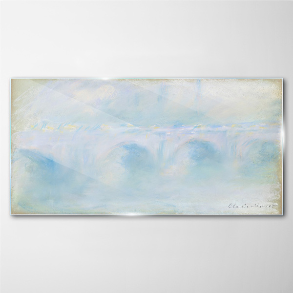 Glasbild Brücke im Nebel