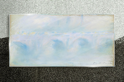 Glasbild Brücke im Nebel