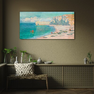 Glas bild Strand in der Sonne der Normandie
