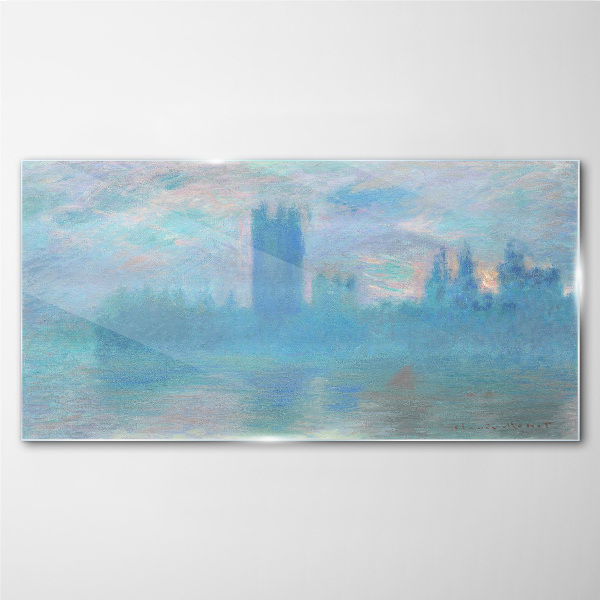 Glasbild Nebliges London am Morgen