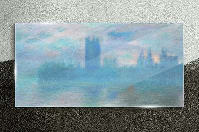 Glasbild Nebliges London am Morgen