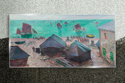 Bild auf glas drucken Küstenlandschaft mit Booten