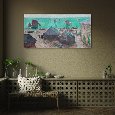 Bild auf glas drucken Küstenlandschaft mit Booten