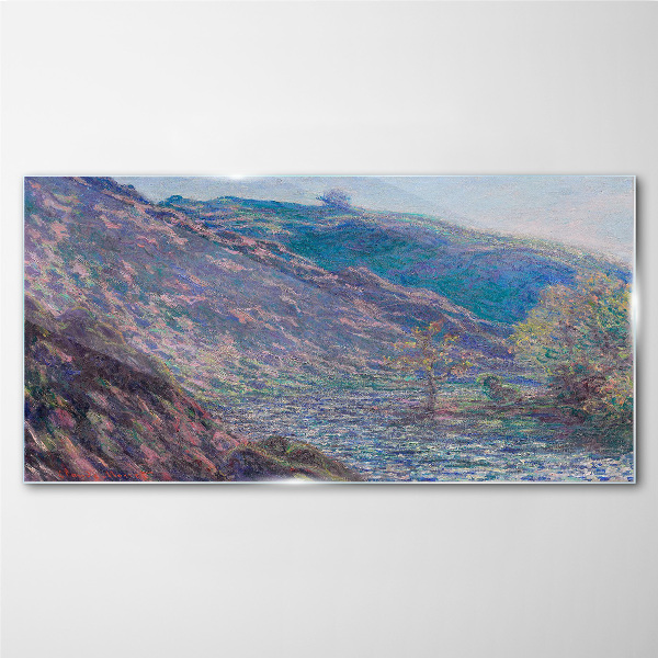 Glasbild Lila Hügel im Morgengrauen