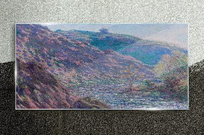 Glasbild Lila Hügel im Morgengrauen