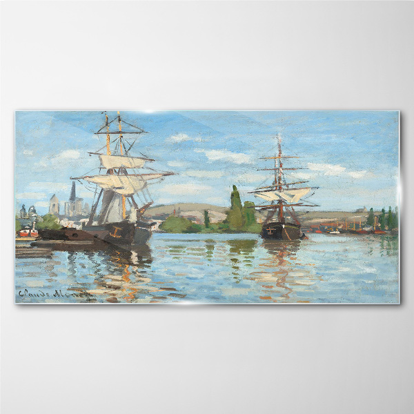 Bild auf glas Segelschiffe auf dem Fluss