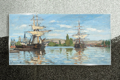 Bild auf glas Segelschiffe auf dem Fluss