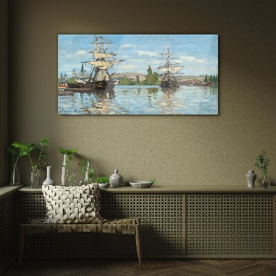 Bild auf glas Segelschiffe auf dem Fluss