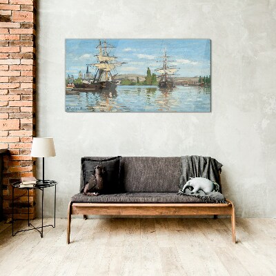 Bild auf glas Segelschiffe auf dem Fluss