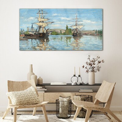 Bild auf glas Segelschiffe auf dem Fluss