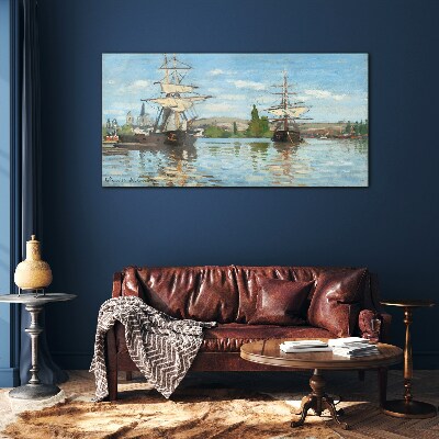 Bild auf glas Segelschiffe auf dem Fluss