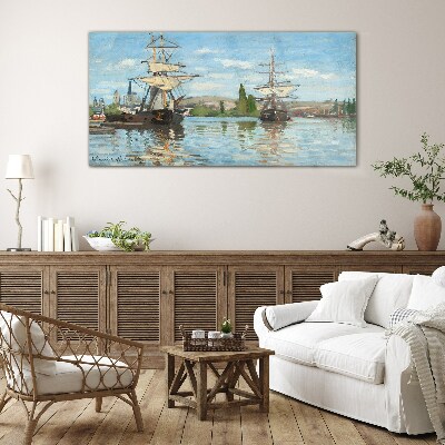 Bild auf glas Segelschiffe auf dem Fluss