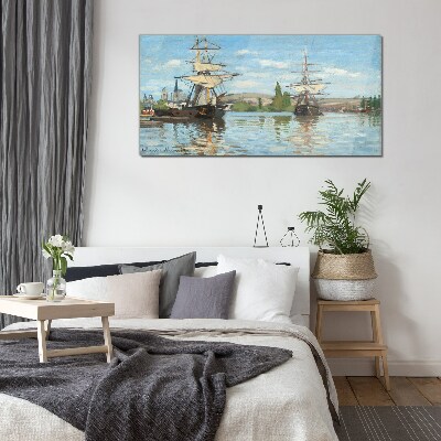Bild auf glas Segelschiffe auf dem Fluss