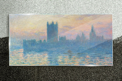 Glasbild Monet Sonnenuntergangshäuser