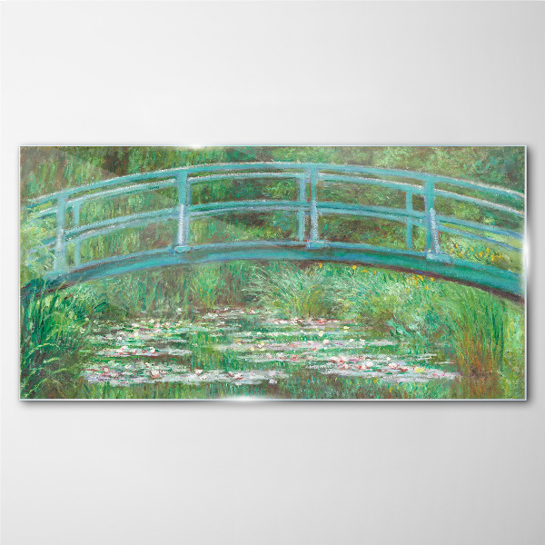 Glasbild Eine Brücke über den Teich