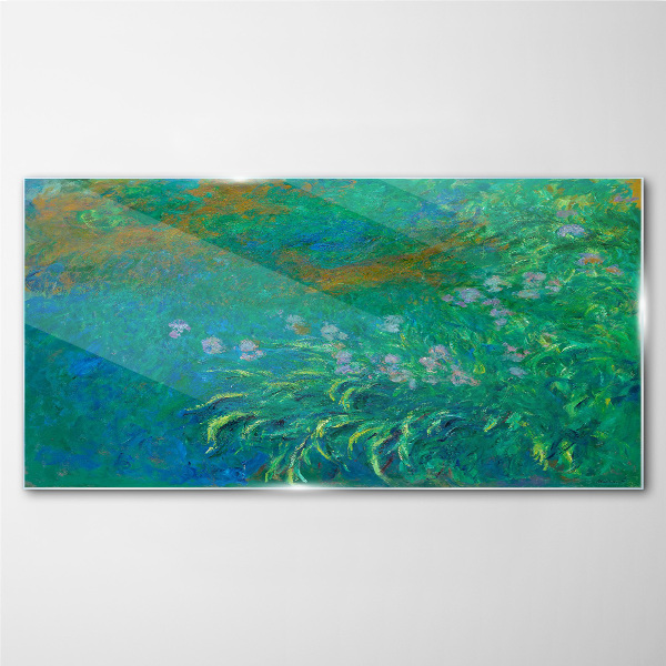 Foto auf glas Grüne Landschaft mit Blumen