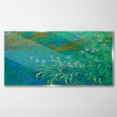 Foto auf glas Grüne Landschaft mit Blumen