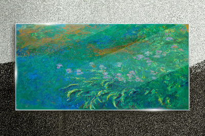 Foto auf glas Grüne Landschaft mit Blumen