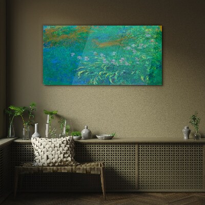 Foto auf glas Grüne Landschaft mit Blumen